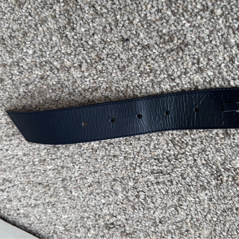 Vintage Escada Black Leather Mirrored Belt Size 42 Rockstar West Germany Made